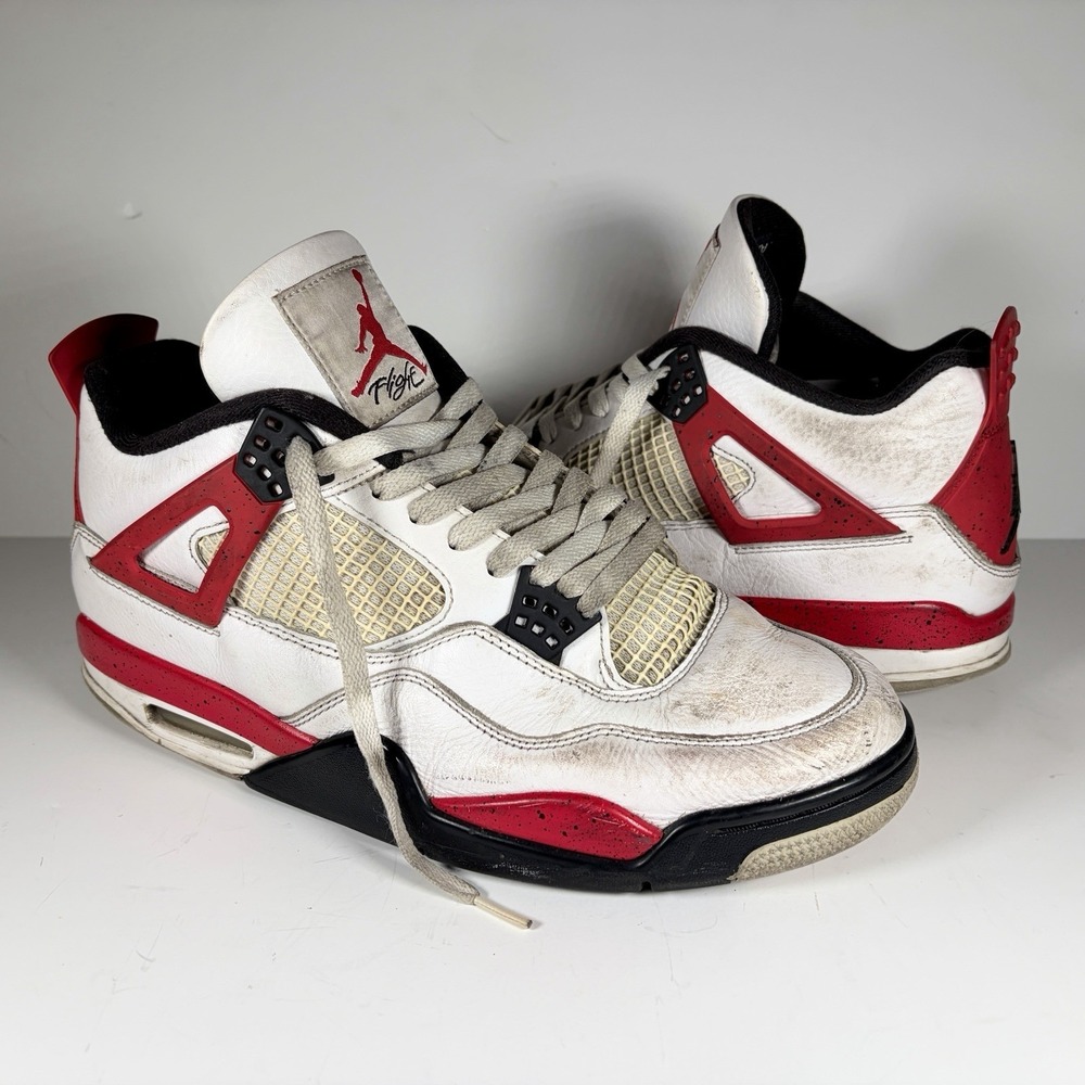 Size 11.5 Nike Air Jordan 4 Retro Red Cement Sneakers DH6927-161